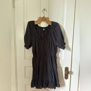Old Navy Black V-Neck Smocked-Waist Mini Dress